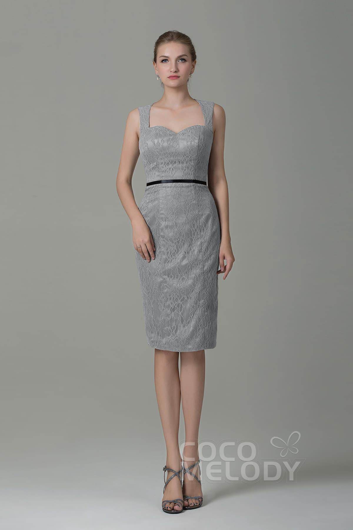 Sheath-Column Knee Length Lace Bridesmaid Dress COZK16011 - COCOMELODY